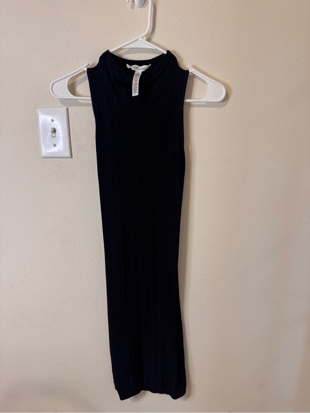 BCBGeneration Black Sleeveless Ribbed Knit Maxi Dress